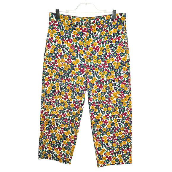 Marni Pop Garden Floral Print Wide Leg Crop Jeans White Multicolor Size 42 US 6 - Picture 2 of 12